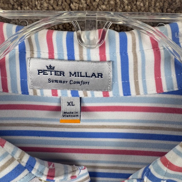 Peter Millar Summer Comfort Mens XL Polo Shirt Striped Short Sleeve Golf - Picture 4 of 8
